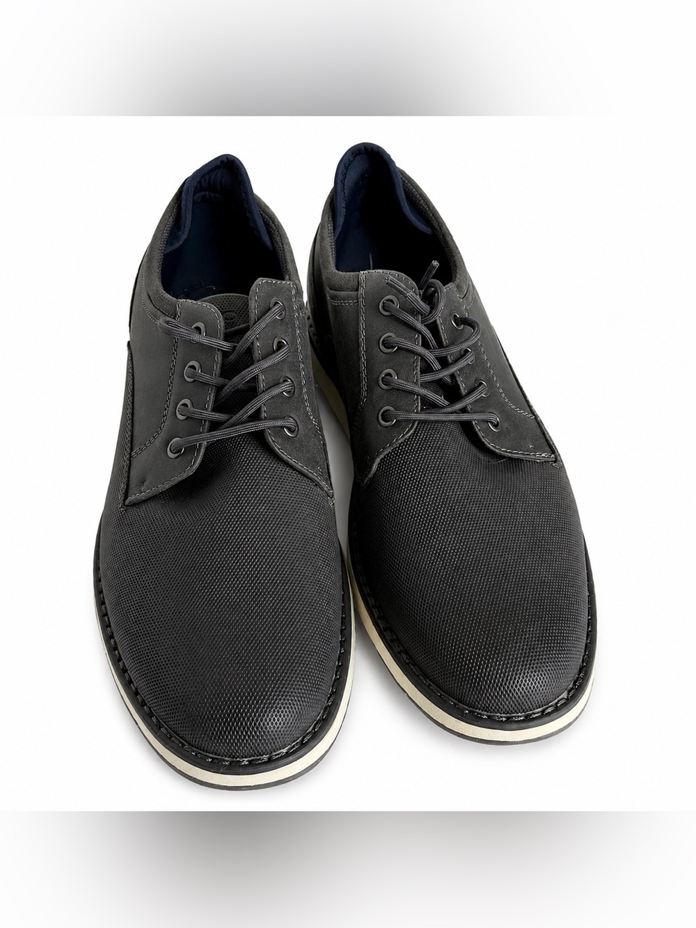 NWT Aldo Men’s Dark Gray Textured Oxford Dress Shoes Cream Sole Size 9.5